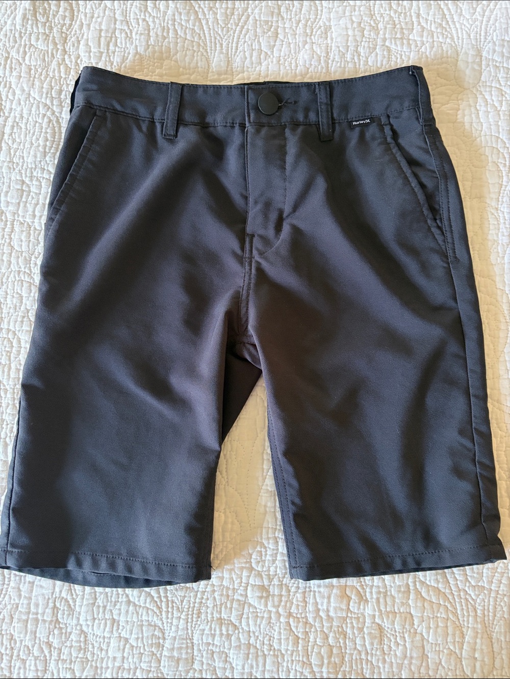 Hurley Boys's Black Flat-Front Performance Shorts